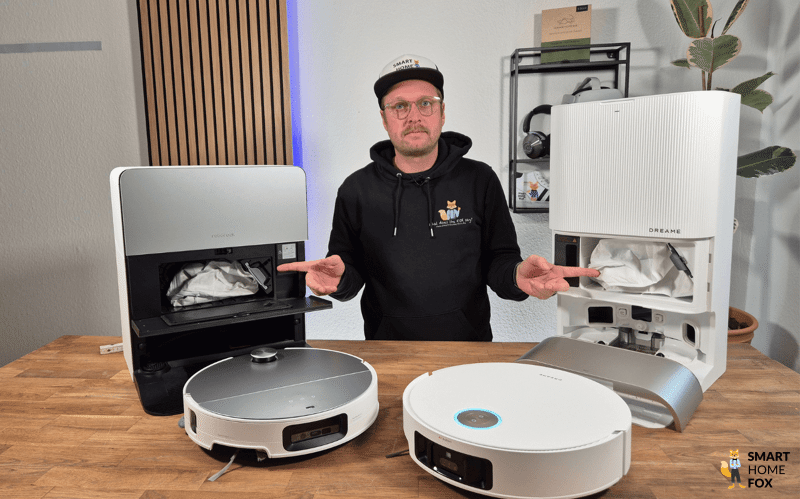 Das Design des Robroock Saros 10 und des Dreame X50 Ultra ist zu sehen.